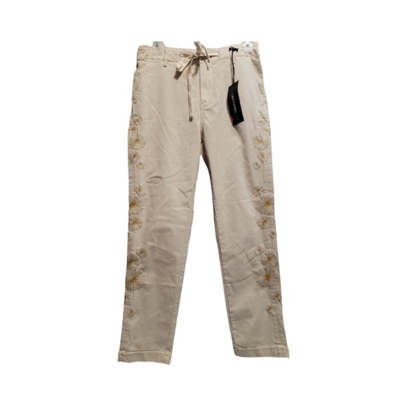 DRIFTWOOD Pants - Driftwood Embroidered Chino Floral Straight Leg Pants NWT Size M